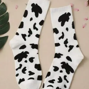 Chaussettes imprimées Vache noire et blanche pour Femme