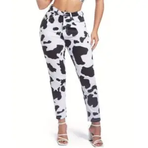 Jean imprimé Vache noir et blanc pour Femme