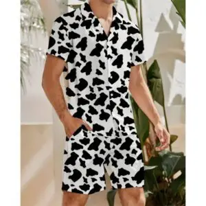 Pyjama imprimé Vache noir et blanc pour Homme