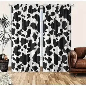 2 Rideaux imprimés Vache noire et blanche