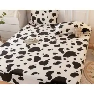 Drap housse imprimé Vache noir et blanc