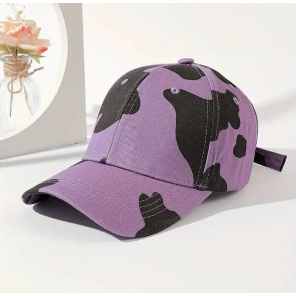 Casquette imprimée vache mauve