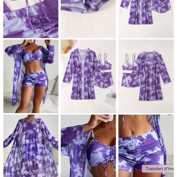 Ensemble de Plage imprimée Vache mauve pour Elle