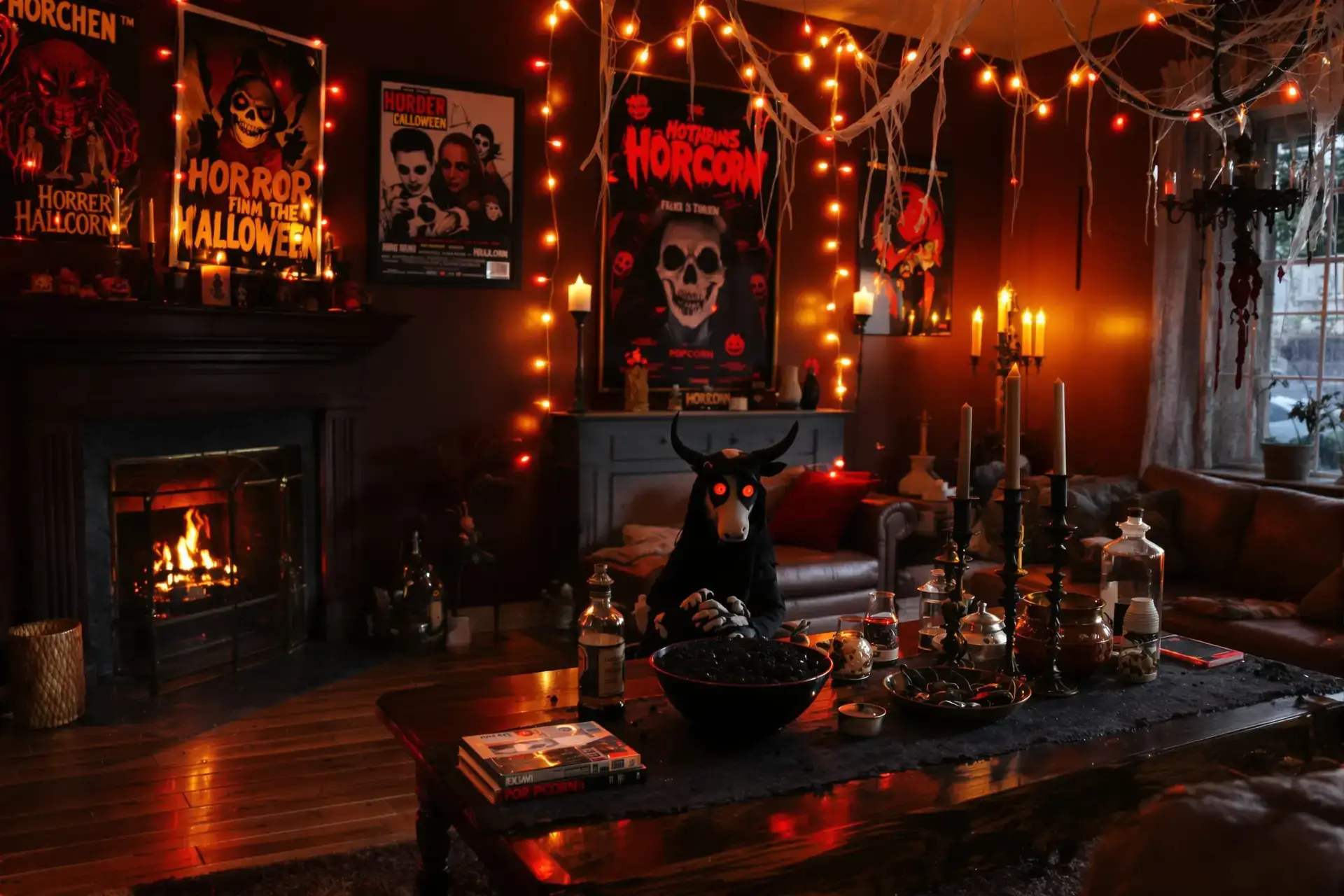 Ambiance Halloween avec la Psycowpathe et décoration thématique