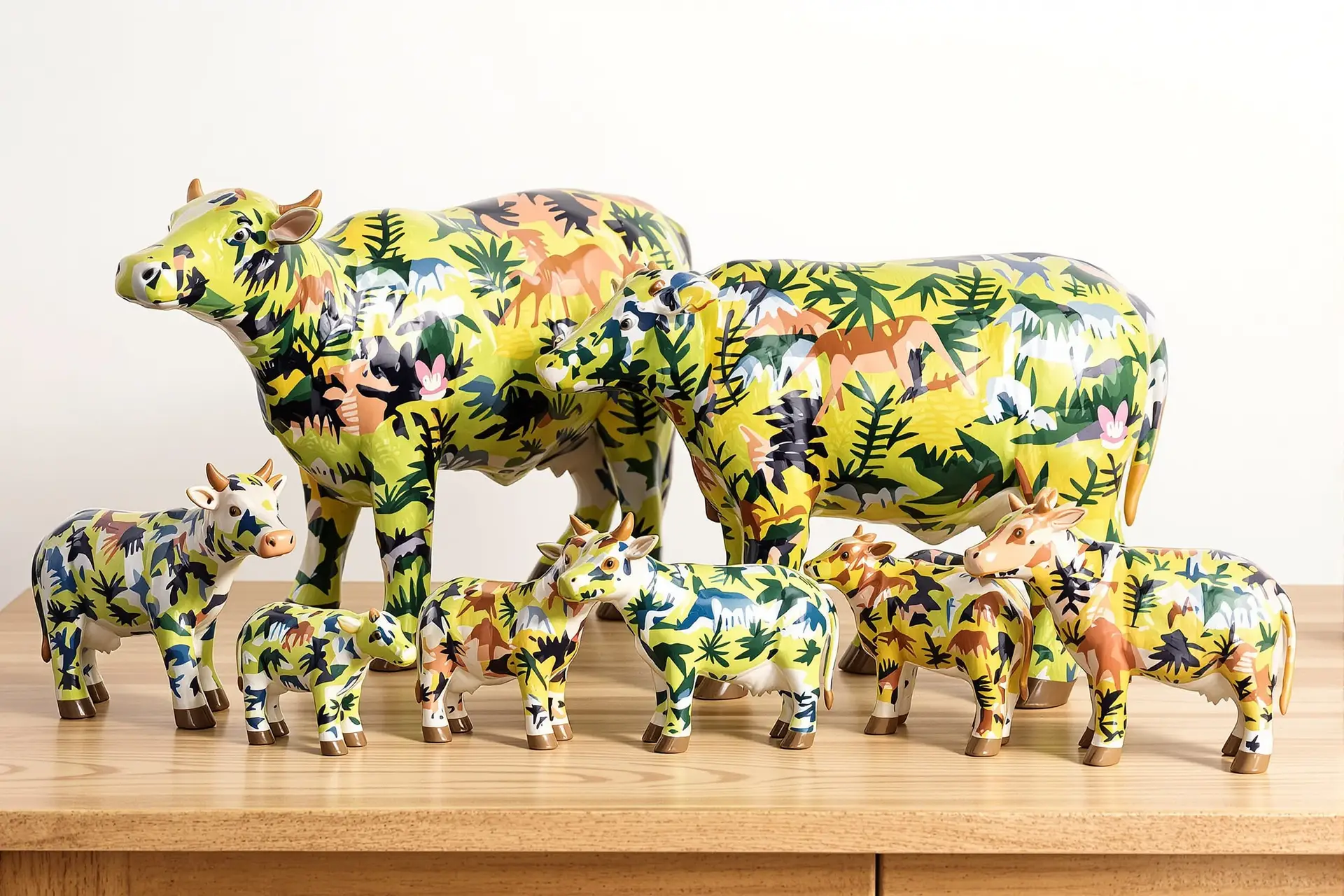 Différentes tailles et matériaux de vaches décoratives dinosaures