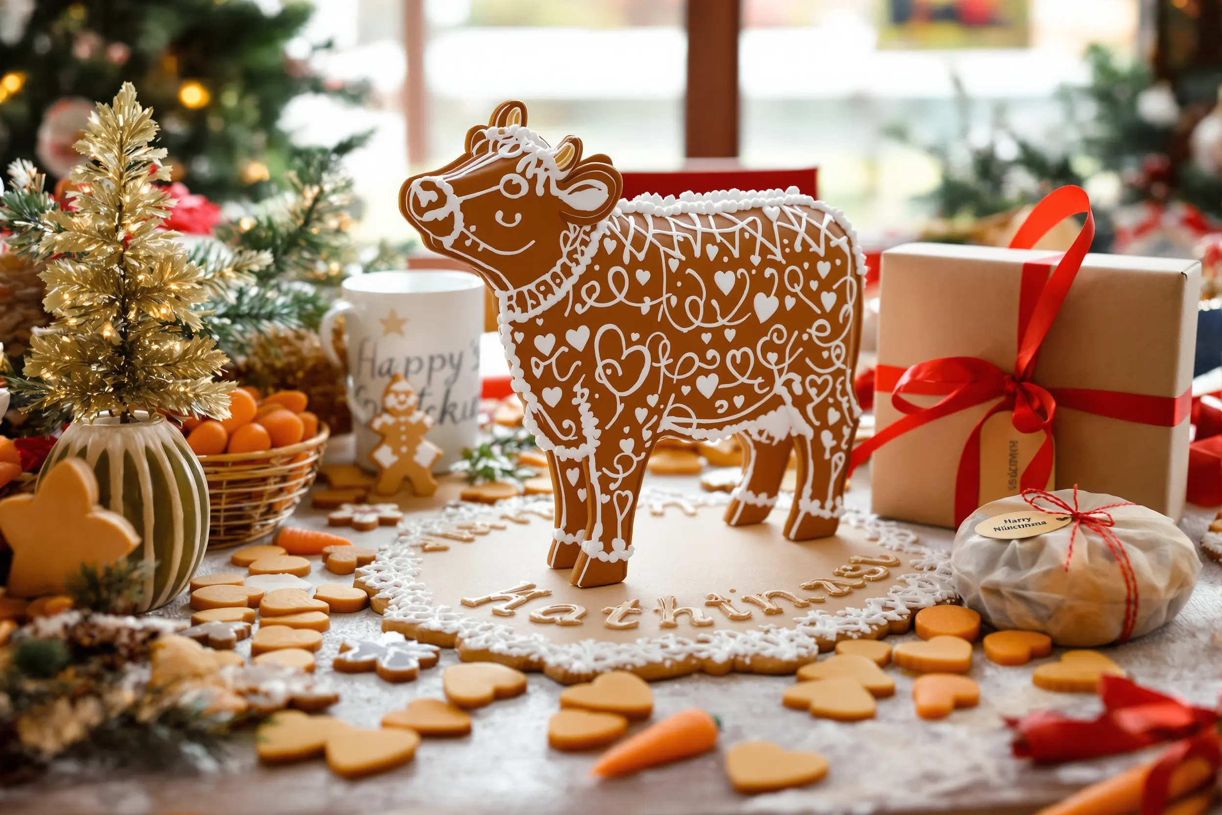 Mise en scène traditionnelle de la vache Saint Nicolas pour le goûter
