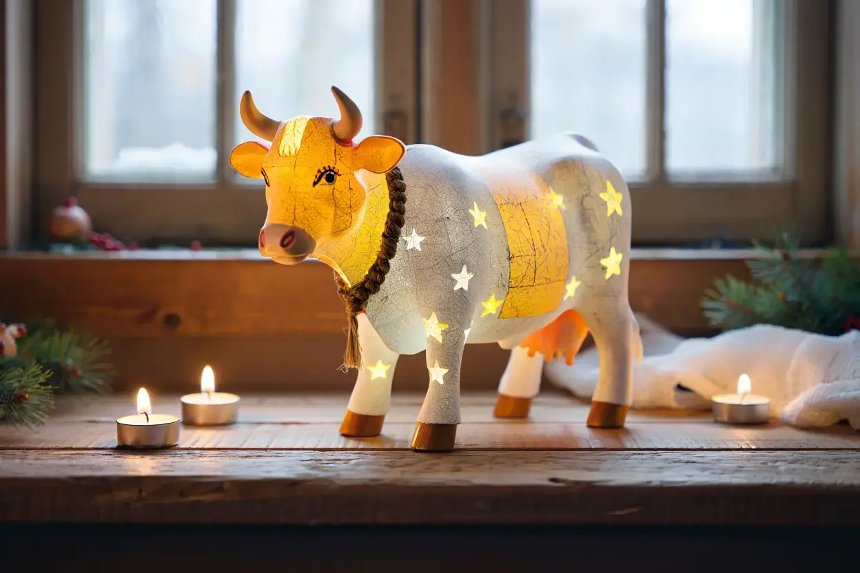 Vache décorative Cowruscante lumineuse pour la Sainte-Lucie