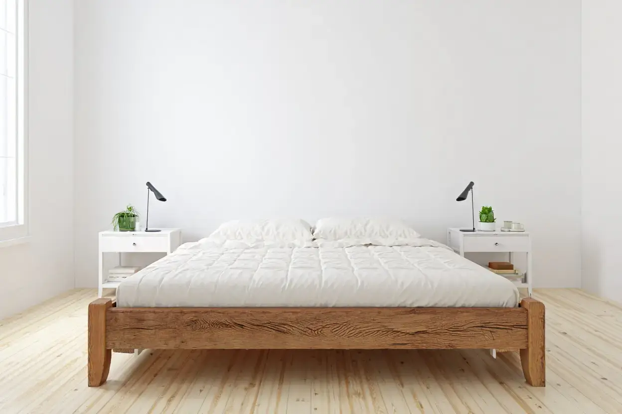 Chambre scandinave avec lit rustique