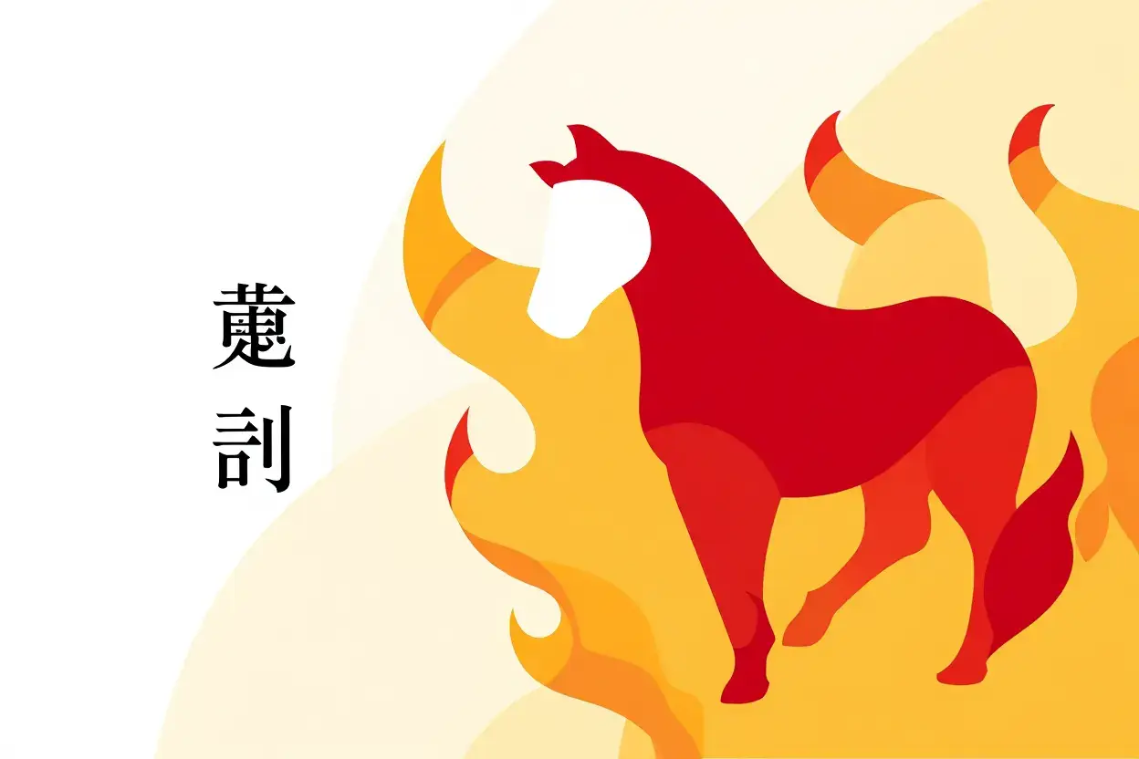 Illustration du cheval de feu du zodiaque chinois