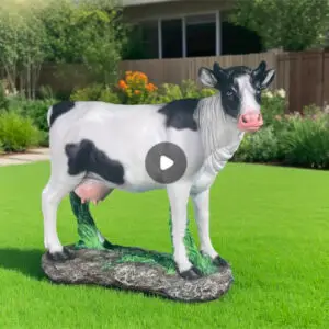 Vache décorative noire et blanche en Résine