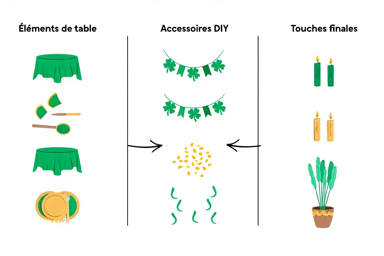 Schéma de composition d'une table Saint-Patrick