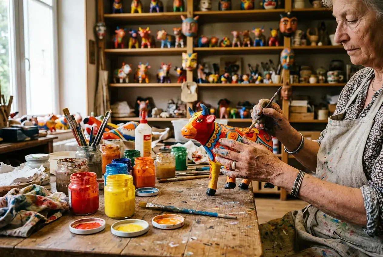 Atelier artisanal de création de vaches décoratives