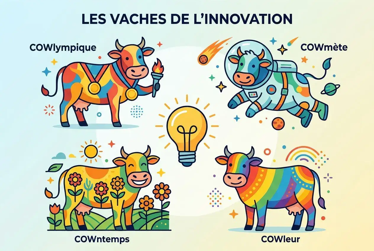 Vaches décoratives humoristiques avec jeux de mots